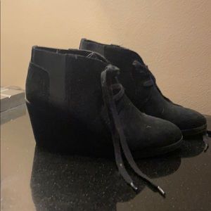 Black wedge booties 2 1/2 inch heel